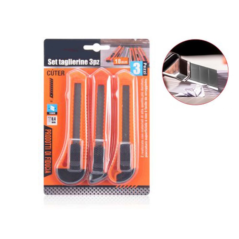 Kit 3 Taglierini Cutter 18mm Economico