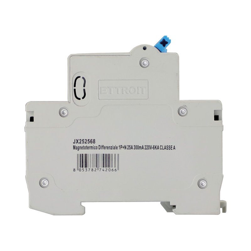 ETTROIT RCBO Interruttore Magnetotermico Differenziale Tipo A Curva C 1P+N 2M 6000A 300mA C25A AC 230V IP20 IEC61009-1