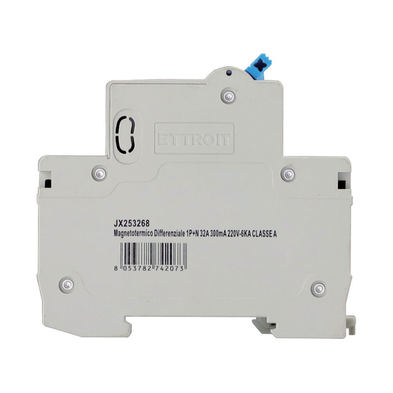 ETTROIT RCBO Interruttore Magnetotermico Differenziale Tipo A Curva C 1P+N 2M 6000A 300mA C32A AC 230V IP20 IEC61009-1
