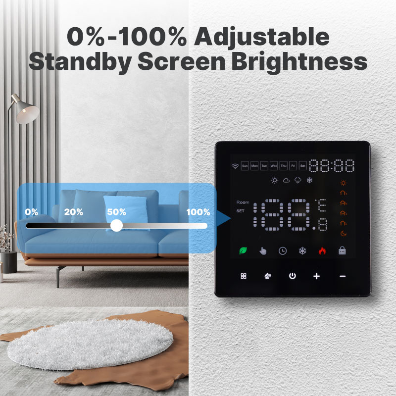 Termostato WIFI Touch Protocollo WIFI 2.4G TUYA, Smart Life Quadrata Compatibile Con Scatola 502 Riscaldamento Caldaia a Gas Riscaldamento Pavimento Con Acqua Nero 3A 100-250V IP20