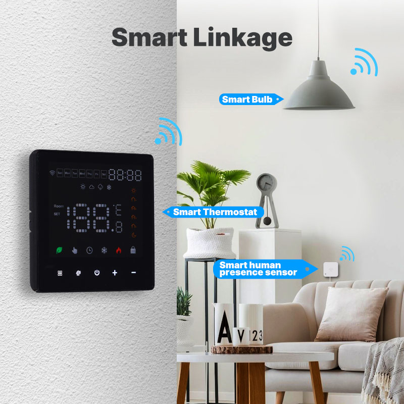 Termostato WIFI Touch Protocollo WIFI 2.4G TUYA, Smart Life Quadrata Compatibile Con Scatola 502 Riscaldamento Caldaia a Gas Riscaldamento Pavimento Con Acqua Nero 3A 100-250V IP20
