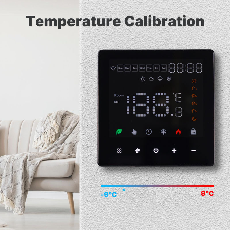 Termostato WIFI Touch Protocollo WIFI 2.4G TUYA, Smart Life Quadrata Compatibile Con Scatola 502 Riscaldamento Caldaia a Gas Riscaldamento Pavimento Con Acqua Nero 3A 100-250V IP20