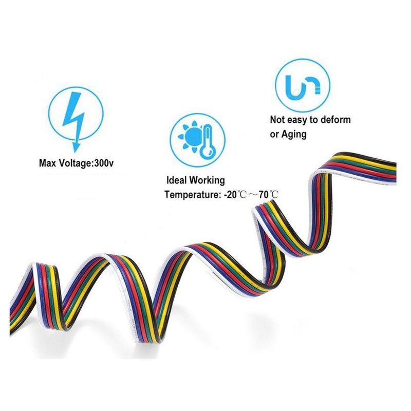 100 Metri Cavo Filo Elettrico Piattina Esa Polare 6X0,25 mmq Cavo di Prolunga Per Striscia Led RGBWW