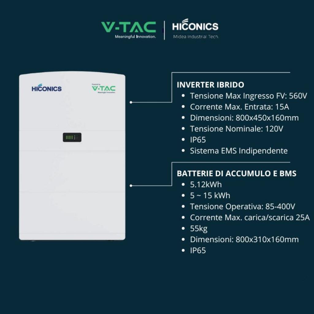 Batteria di Accumulo Hiconics HiEnergy (Midea) Aggiuntiva Monofase 5kWh LFP IP65 ad Alta Tensione per espansione Inverter Hiconics HiEnergy Monofase ALL-IN-ONE