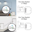 MeanWell Interruttore WiFi 2.4G + BLE + RF 433MHz, 3 in 1, 10A Bluetooth BLE Mesh, TUYA, Compatibile Smart Life, 2200W, AC 90-250V 50/60Hz, 53x48x18mm IP20 SH104