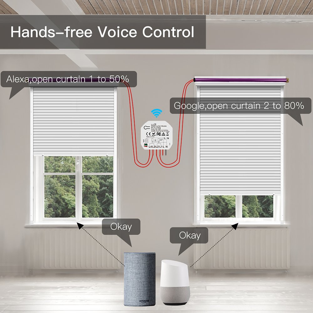 Modulo Tapparelle WIFI 2.4G + BLE, 2 Canali, Bluetooth BLE Mesh, TUYA, Smart Life, 2A, AC 90-250V, 50/60HZ, 500W, 52X47X18mm, IP20