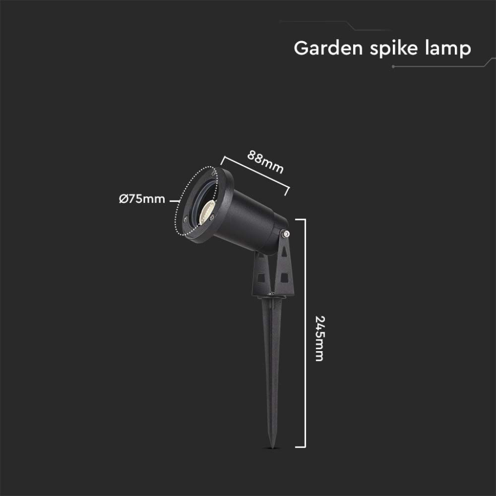 Picchetto in Alluminio con Portalampada GU10 Orientabile 88*75*245mm Colore Nero IP65