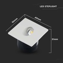 Faretto LED Segnapasso Quadrato Montaggio a Incasso 3W Colore Bianco 4000K IP20 SKU-211210