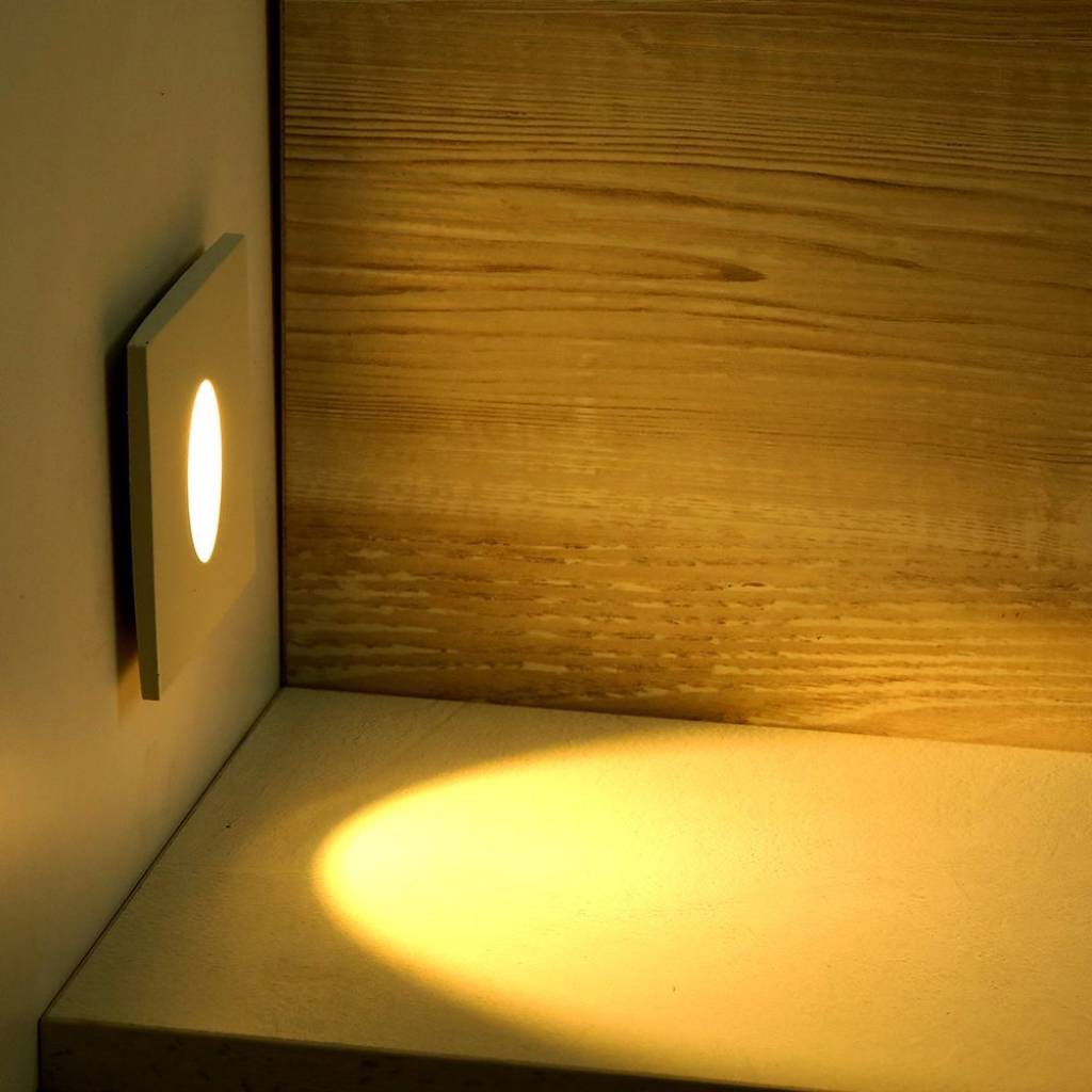 Faretto LED Segnapasso Quadrato Montaggio a Incasso 3W Colore Bianco 4000K IP20 SKU-211210