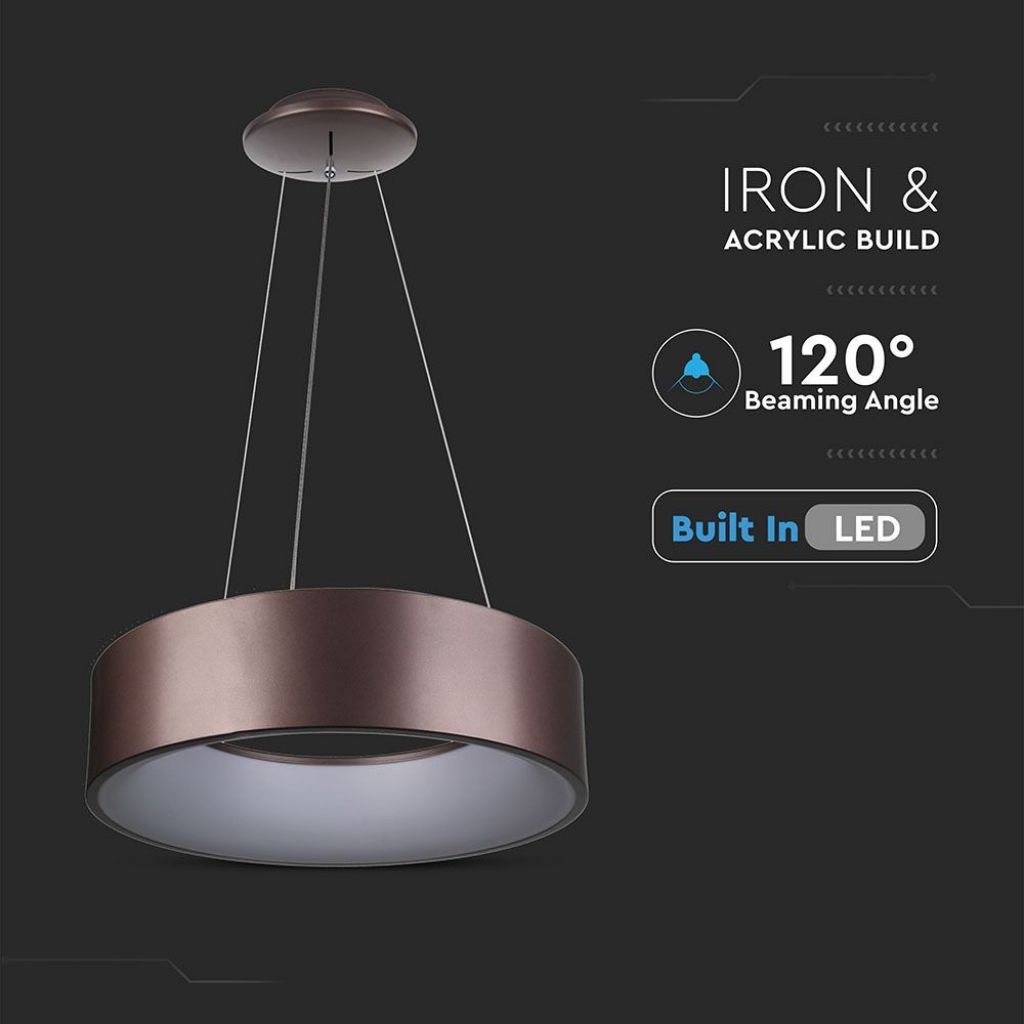 Lampada Led A Sospensione Moderno Circolare Colore Caffe Marrone Diametro 450mm 25W 3000K Dimmerabile SKU-3994