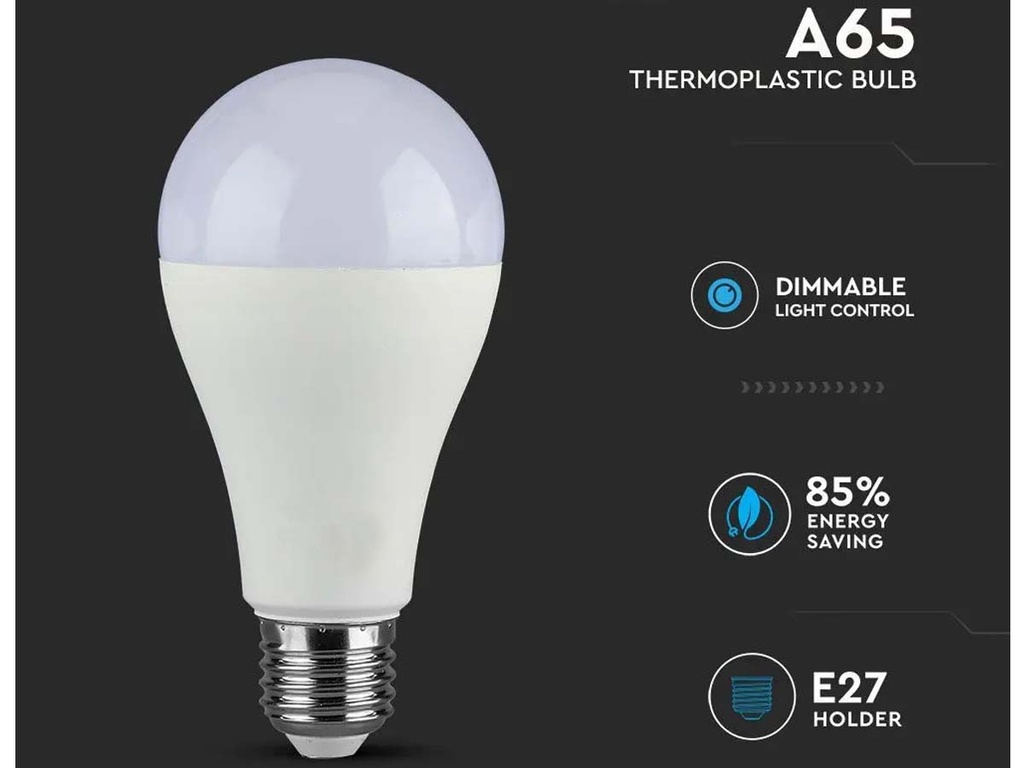 Lampada Led E27 A65 17W 1521 LM Caldo 3000K Dimmerabile Chip Samsung SKU-20188