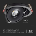 V-TAC Faretto LED COB da Incasso Rotondo 12W 120*43mm Colore Nero 3in1 SKU-10578