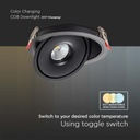 V-TAC Faretto LED COB da Incasso Rotondo 12W 120*43mm Colore Nero 3in1 SKU-10578