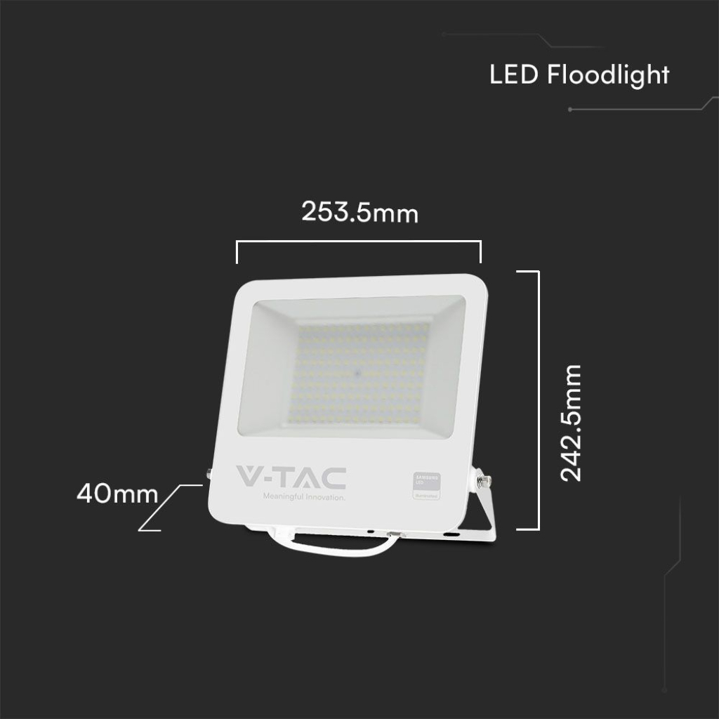  PRO Faro LED SMD Chip Samsung 100W Cavo 1m Colore Bianco 4000K IP65  253.5x40x242.5mm  23442
