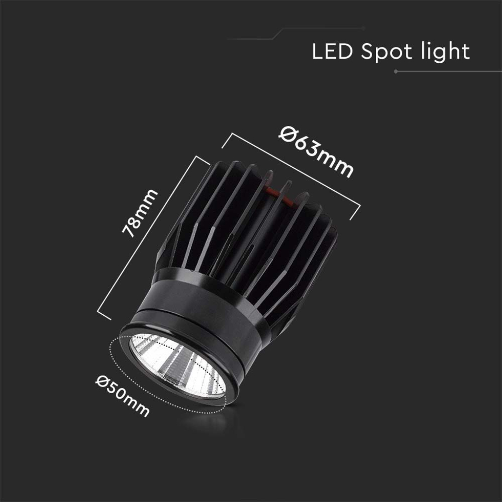 Faretto LED da Incasso Rotondo LED 18W in Alluminio Colore Nero 3000K 78x63x50mm SKU-10301
