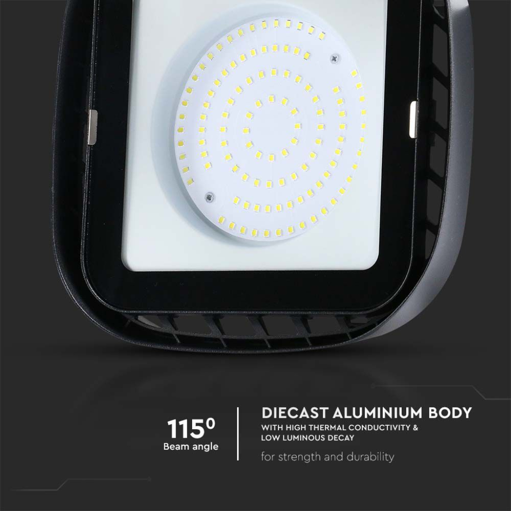 Campana LED SMD Industriale 100W Quadrata Colore Nero 4000K IP65 SKU-10035