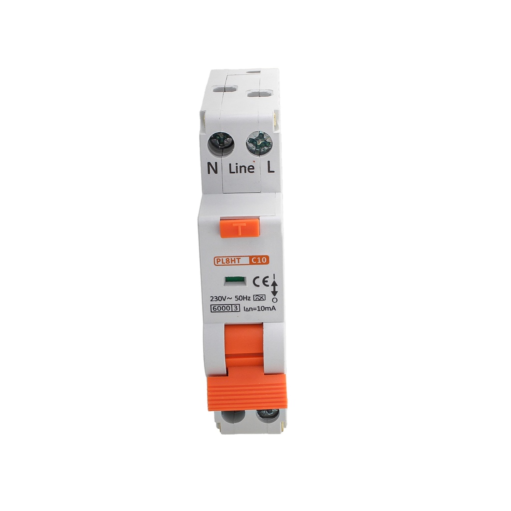 RCBO Interruttore Magnetotermico Differenziale Tipo A Curva C 1P+N 1M 6000A 10mA Per Zone Umide C10A AC 230V IP20 IEC61009-1