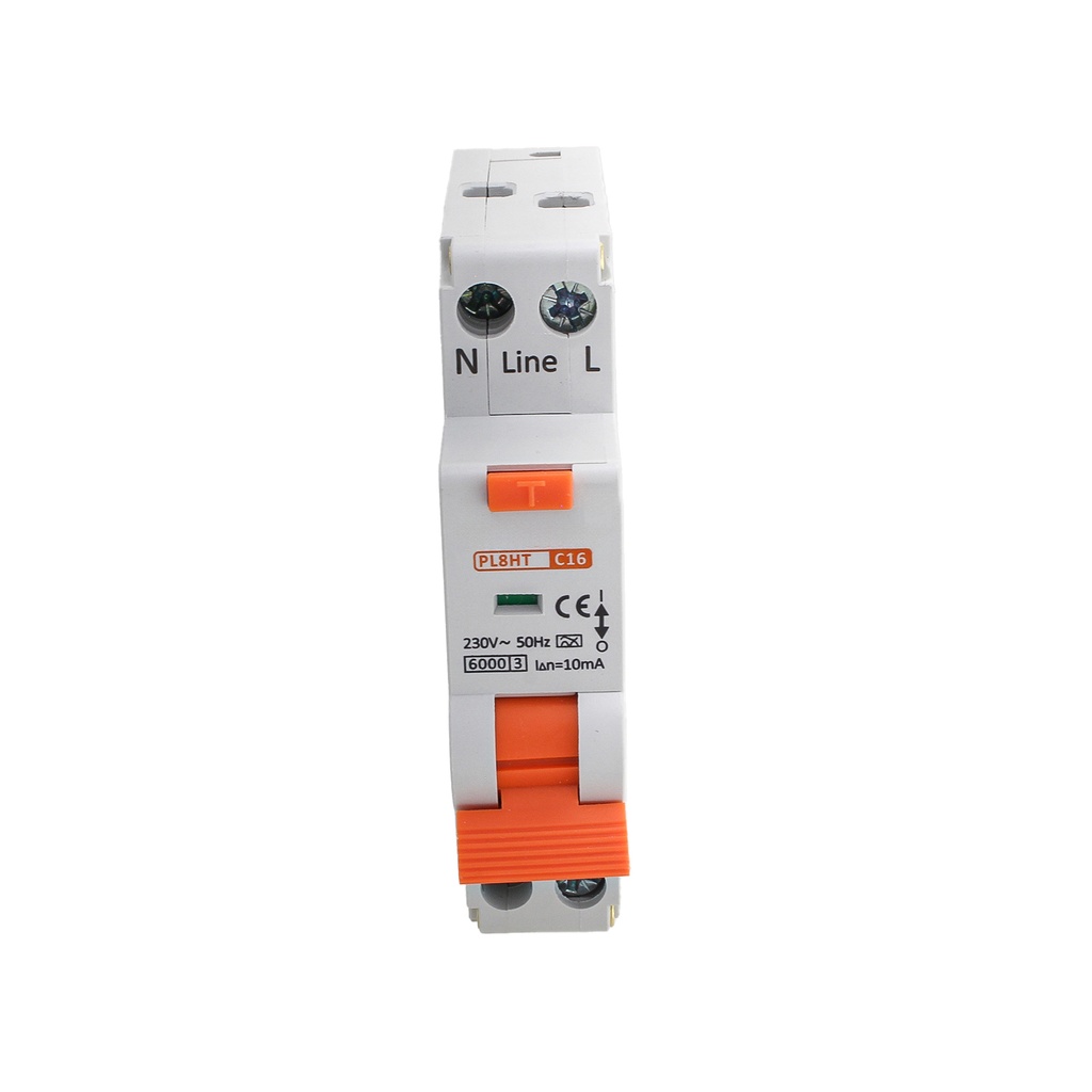 RCBO Interruttore Magnetotermico Differenziale Tipo A Curva C 1P+N 1M 6000A 10mA Per Zone Umide C16A AC 230V IP20 IEC61009-1