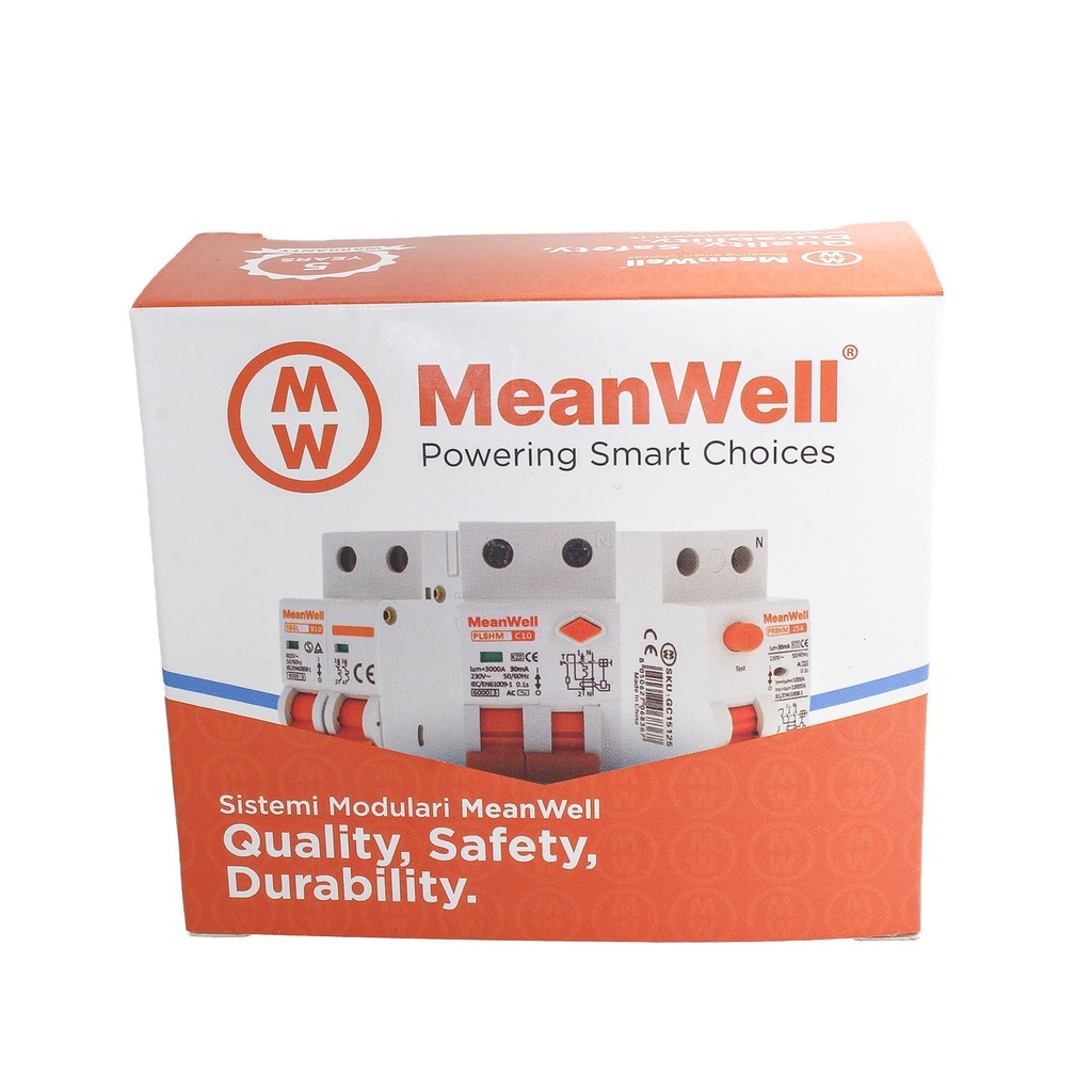 MeanWell RCCB Interruttore Differenziale Puro Tipo A 1P+N 2M 10000A 300mA 100A AC 230V IP20 IEC61008-1