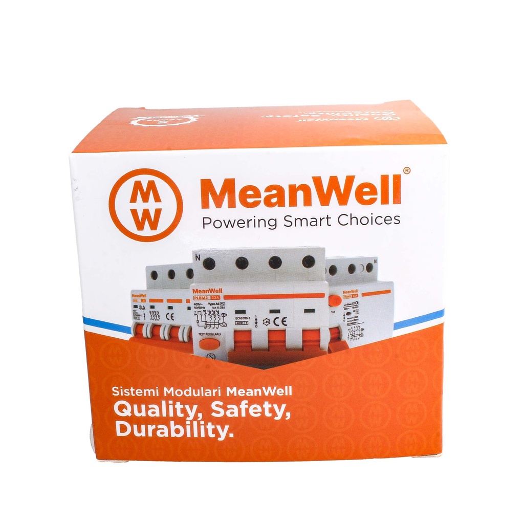 MeanWell RCCB Interruttore Differenziale Puro Tipo B 3P+N 4M 10000A 30mA 100A AC 400V IP20 IEC61008-1 / IEC62423