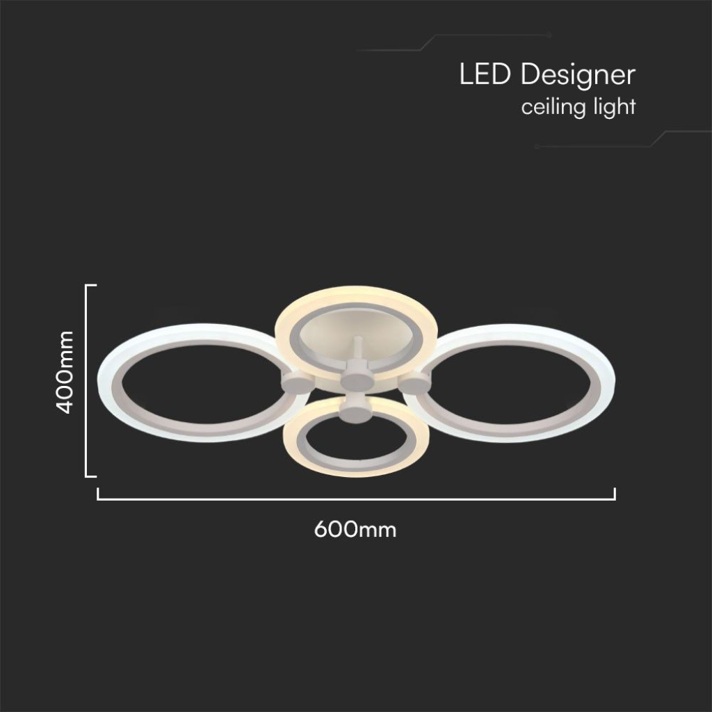 Lampadario LED a Plafone con Telecomando 45W dal Design Moderno e Fascio Luminoso 360° Colore Bianco 600x400x100mm Dimmerabile CCT 3in1 23394