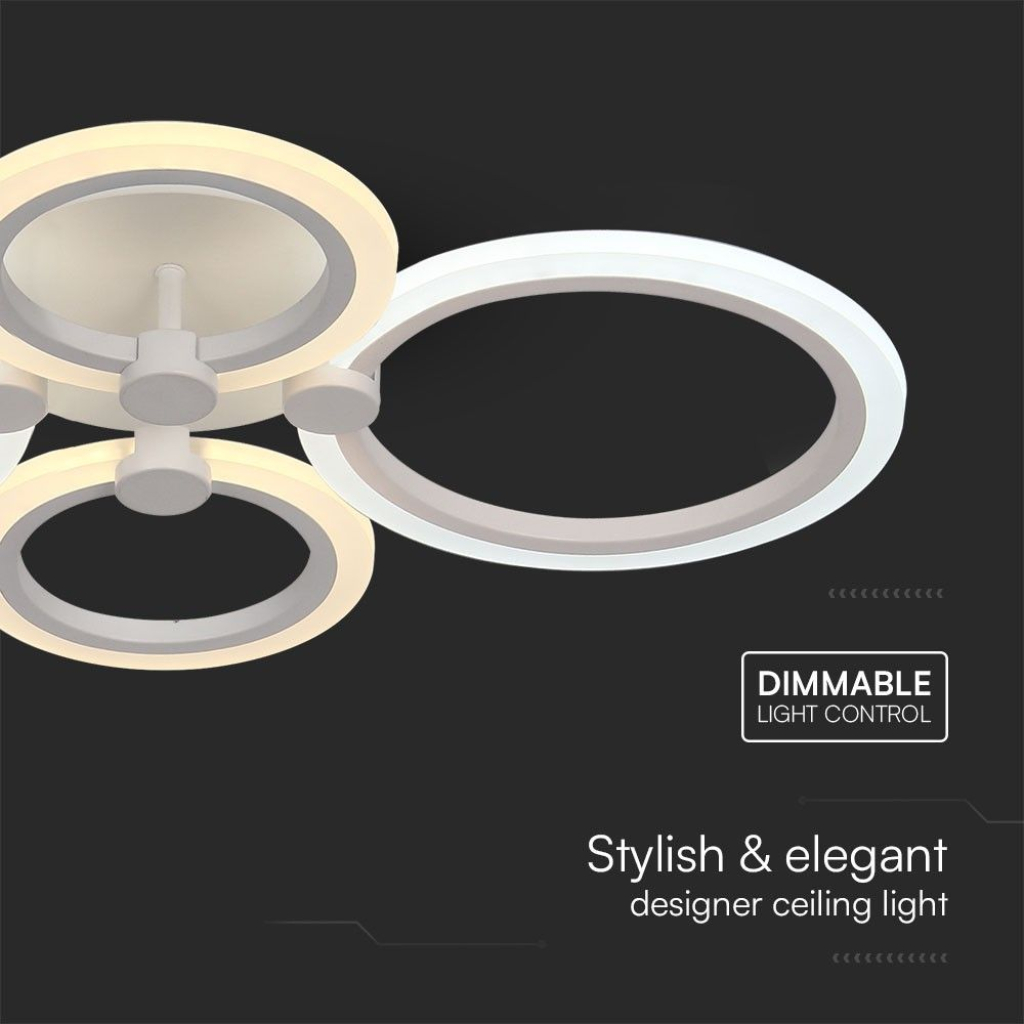 Lampadario LED a Plafone con Telecomando 45W dal Design Moderno e Fascio Luminoso 360° Colore Bianco 600x400x100mm Dimmerabile CCT 3in1 23394