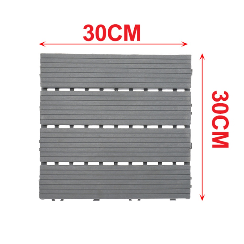 10 Pezzi Piastrelle Plastica da Giardino, 30X30X2cm, Pavimento Esterno In PVC, Colore Grigio, Totale 0.9 m²