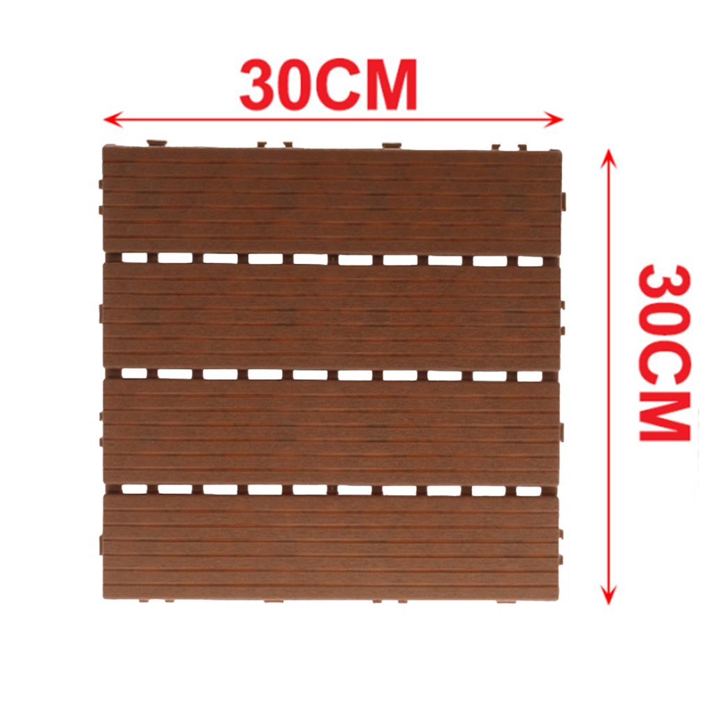10 Pezzi Piastrelle Plastica da Giardino, 30X30X2cm, Pavimento Esterno In PVC, Colore Marrone Scuro, Totale 0.9 m²