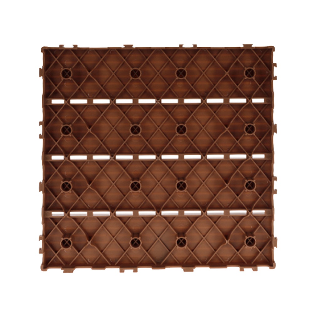 10 Pezzi Piastrelle Plastica da Giardino, 30X30X2cm, Pavimento Esterno In PVC, Colore Marrone Scuro, Totale 0.9 m²