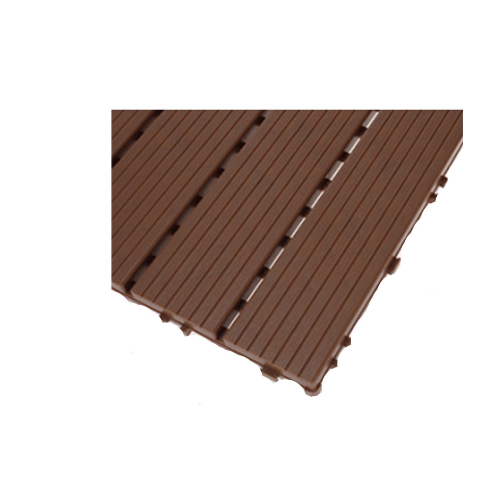 10 Pezzi Piastrelle Plastica da Giardino, 30X30X2cm, Pavimento Esterno In PVC, Colore Marrone Scuro, Totale 0.9 m²