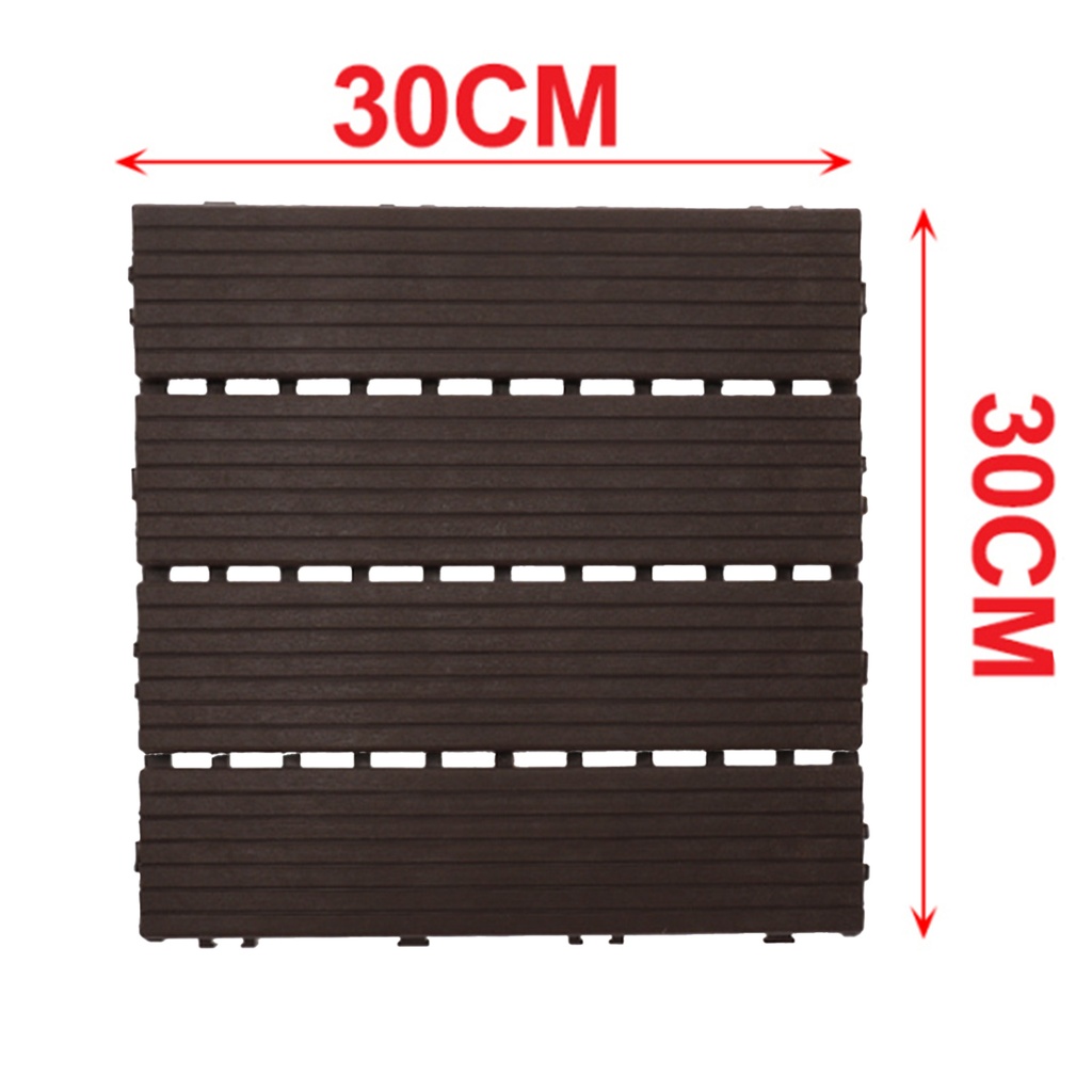 10 Pezzi Piastrelle Plastica da Giardino, 30X30X2cm, Pavimento Esterno In PVC, Colore Nero Caffe, Totale 0.9 m²