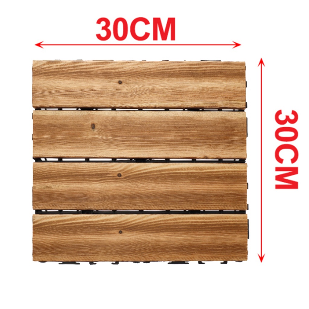 10 Pezzi Piastrelle Legno da Giardino, 30X30X2.3cm, Pavimento Esterno In WPC, Colore Legno Chiaro Da 4 Listelli, Totale 0.9 m²