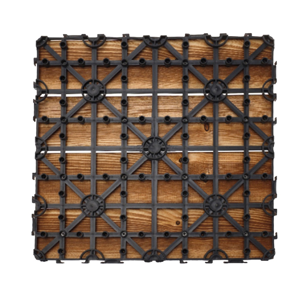 10 Pezzi Piastrelle Legno da Giardino, 30X30X2.3cm, Pavimento Esterno In WPC, Colore Legno Chiaro Da 4 Listelli, Totale 0.9 m²