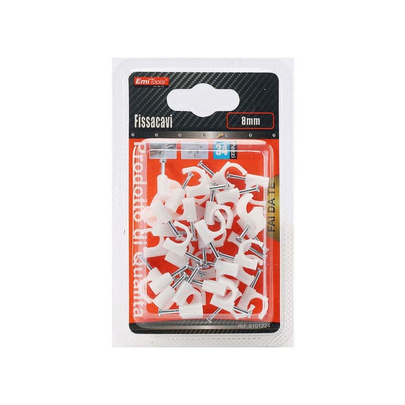 34 Pezzi Fermacavo con Chiodo 8mm Clip per Cavi Fissacavi A Muro