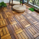 10 Pezzi Piastrelle Legno da Giardino, 30X30X2.3cm, Pavimento Esterno In WPC, Colore Legno Scuro Da 7 Listelli, Totale 0.9 m²