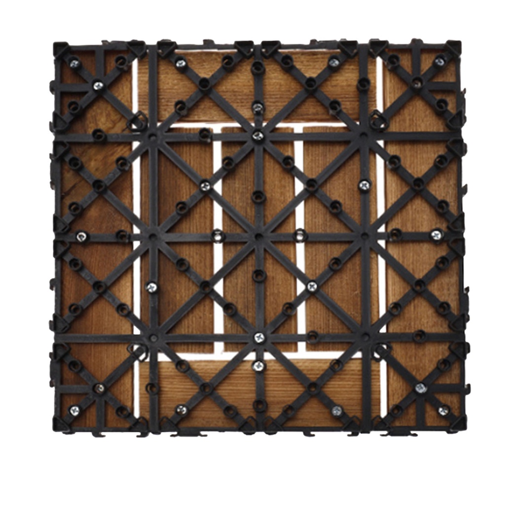 10 Pezzi Piastrelle Legno da Giardino, 30X30X2.3cm, Pavimento Esterno In WPC, Colore Legno Scuro Da 7 Listelli, Totale 0.9 m²