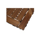 10 Pezzi Piastrelle Legno da Giardino, 30X30X2.3cm, Pavimento Esterno In WPC, Colore Legno Scuro Da 7 Listelli, Totale 0.9 m²