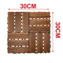 10 Pezzi Piastrelle Legno da Giardino, 30X30X2.3cm, Pavimento Esterno In WPC, Colore Legno Scuro Da 12 Listelli, Totale 0.9 m²