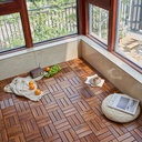 10 Pezzi Piastrelle Legno da Giardino, 30X30X2.3cm, Pavimento Esterno In WPC, Colore Legno Scuro Da 12 Listelli, Totale 0.9 m²