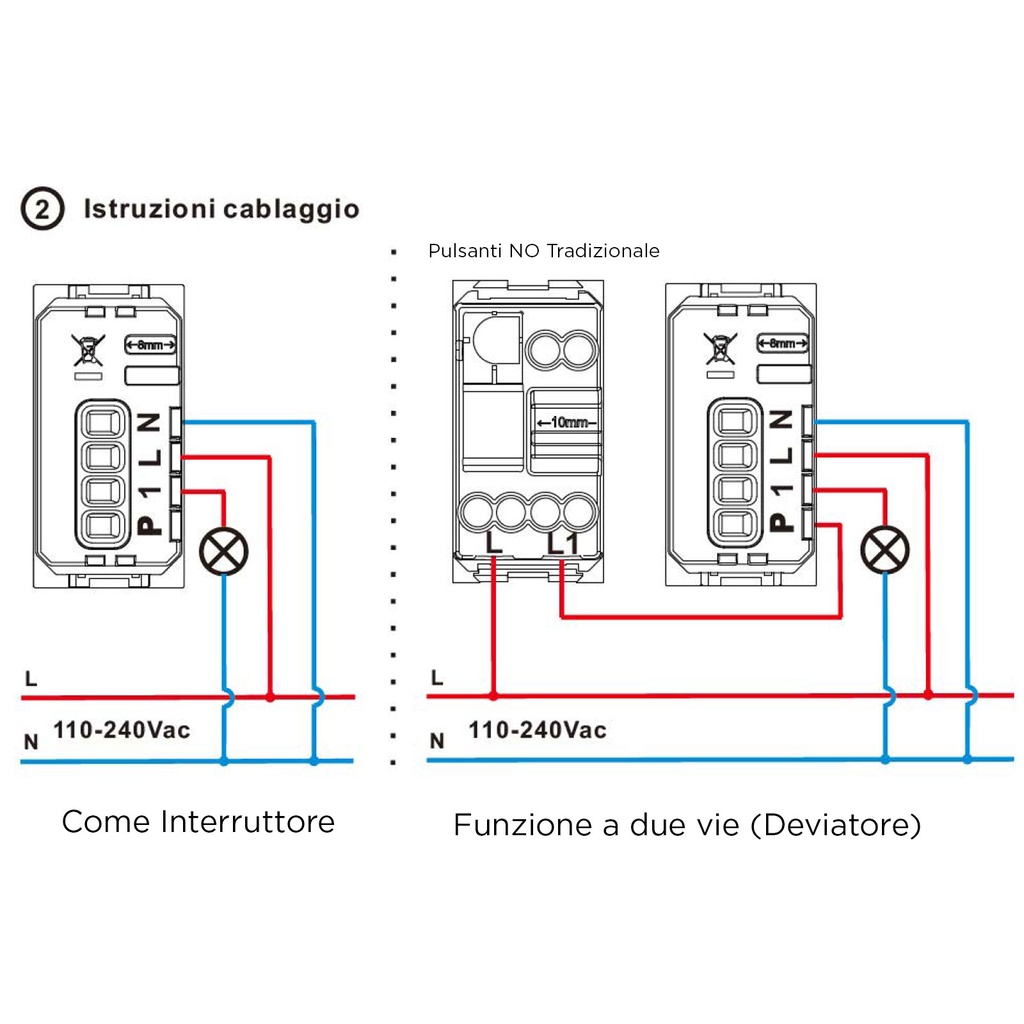 ETTROIT Pulsante Connesso Smart WIFI Tuya Compatibile Vimar Plana Interruttore Deviatore Invertitore 3 In 1