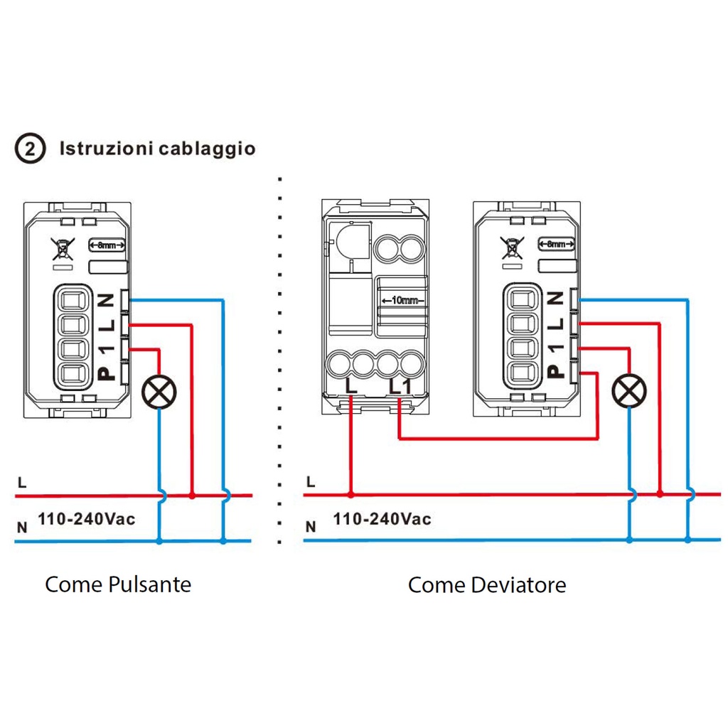 ETTROIT Pulsante Connesso Smart WIFI Tuya Compatibile Vimar Plana Interruttore Deviatore Invertitore 3 In 1