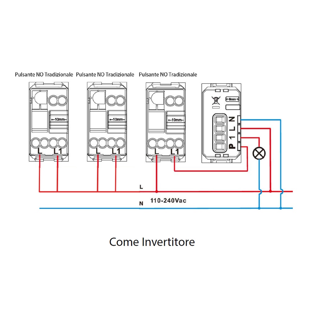 ETTROIT Pulsante Connesso Smart WIFI Tuya Compatibile Vimar Plana Interruttore Deviatore Invertitore 3 In 1