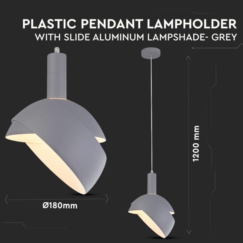 Lampadario LED con Paralume in Alluminio e Portalampada E14 (Max 60W) Colore Grigio SKU 3922