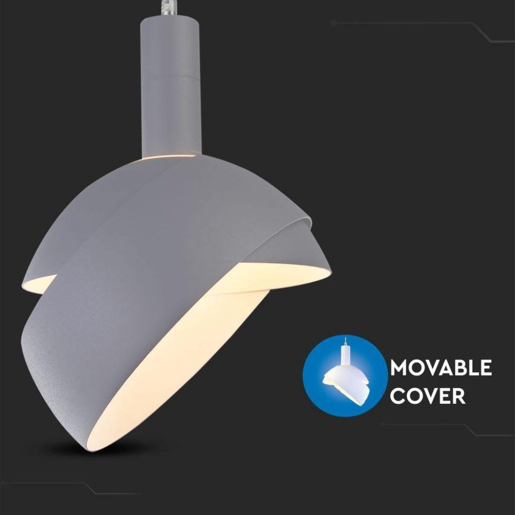 Lampadario LED con Paralume in Alluminio e Portalampada E14 (Max 60W) Colore Grigio SKU 3922