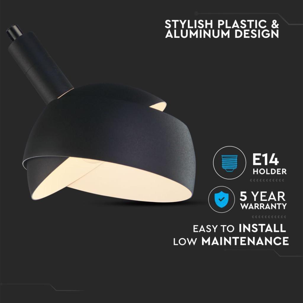 Lampadario LED con Paralume in Alluminio e Portalampada E14 (Max 60W) Colore Nero SKU 3921