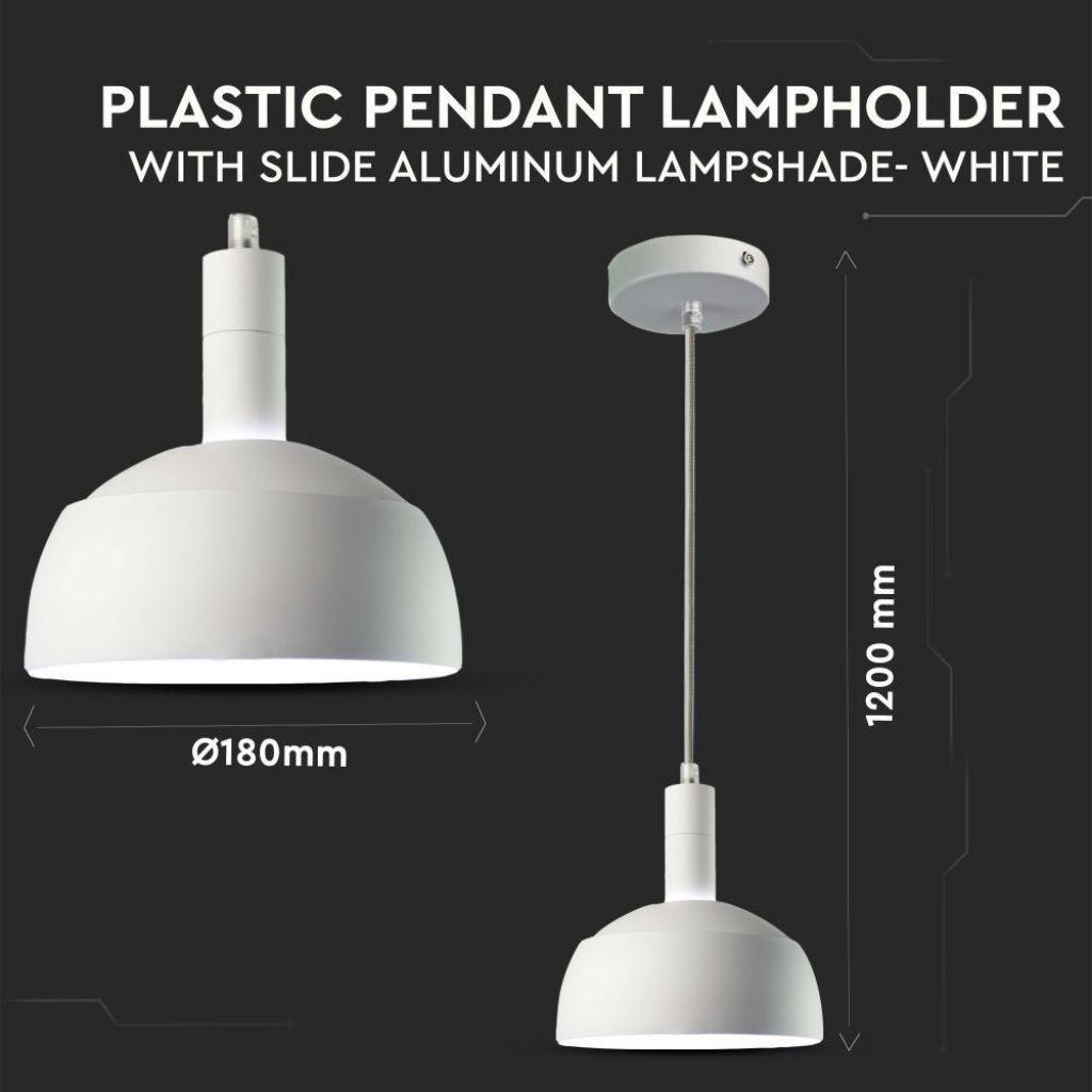 Lampadario LED con Paralume in Alluminio e Portalampada E14 (Max 60W) Colore Bianco SKU 3920