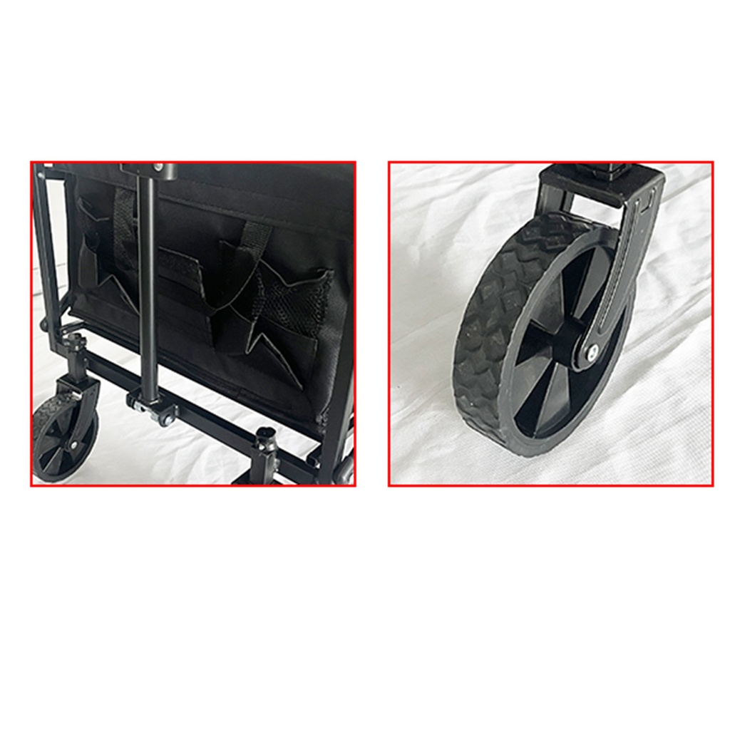 Carrello Pieghevole da Esterno, 73x42,5x46cm, Nero, Ideale per Spiaggia e Campeggio