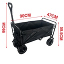 Carrello Pieghevole da Esterno, 90x47x59,5cm, Nero, Ideale per Spiaggia e Campeggio