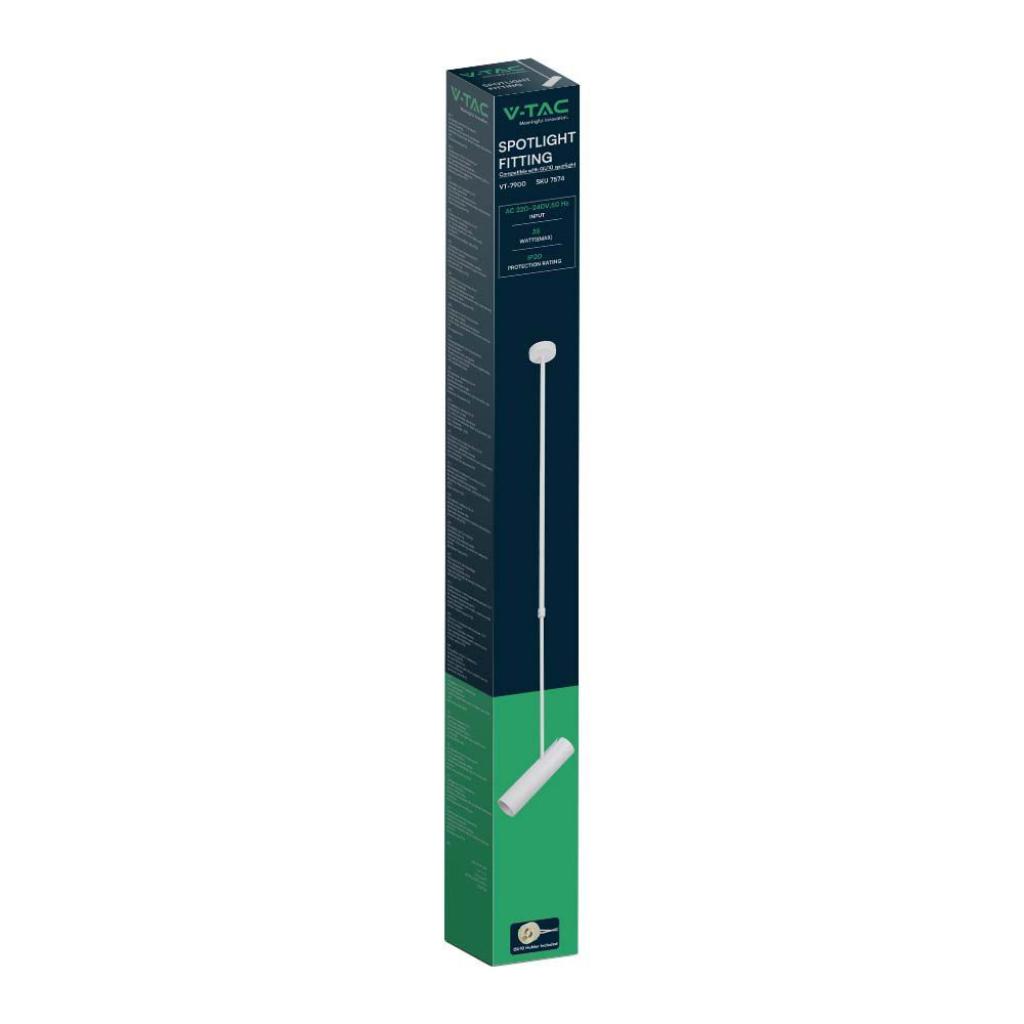 Lampada a Sospensione Cilindro Attacco GU10 Corpo in Alluminio Bianco D:60*300MM SKU-6779