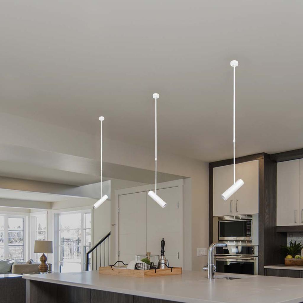 Lampada a Sospensione Cilindro Attacco GU10 Corpo in Alluminio Bianco D:60*300MM SKU-6779